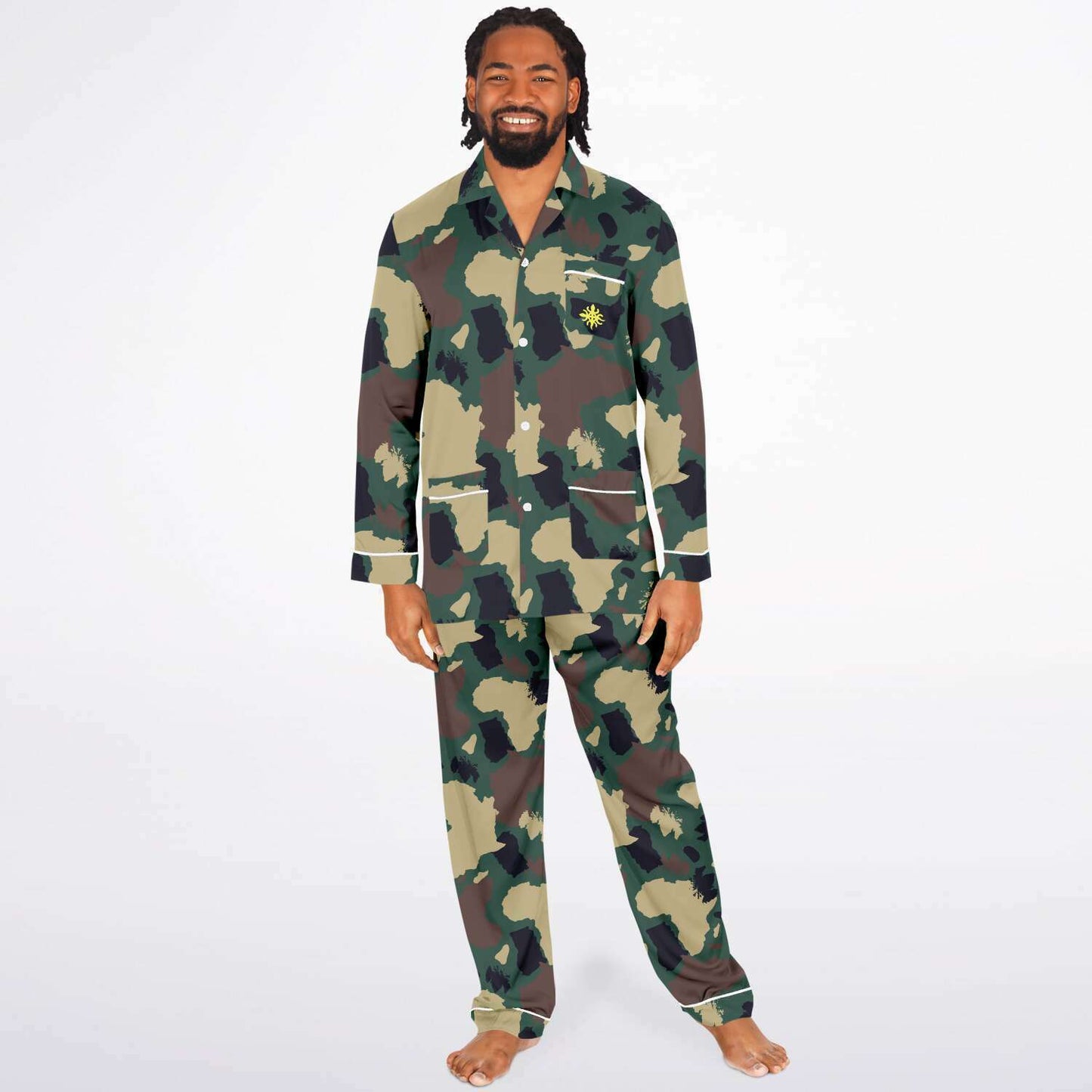 Men's Satin Pajamas -Adinkra Fatigue