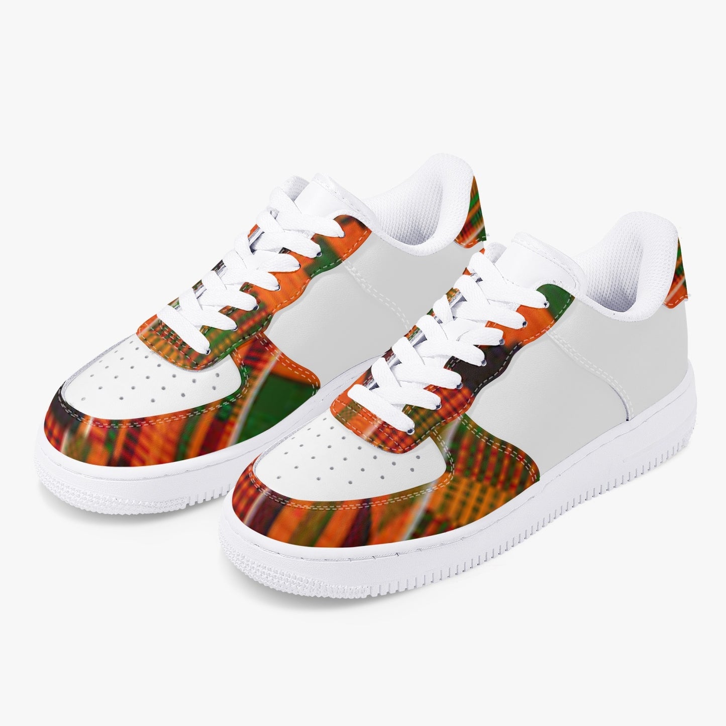 kente Low-Top Leather Sports Sneakers