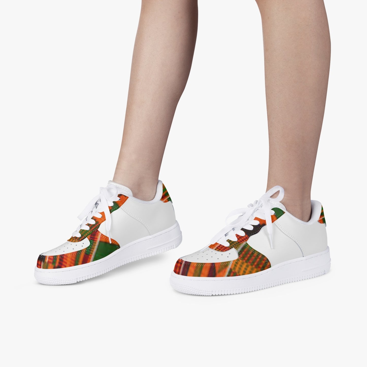 kente Low-Top Leather Sports Sneakers