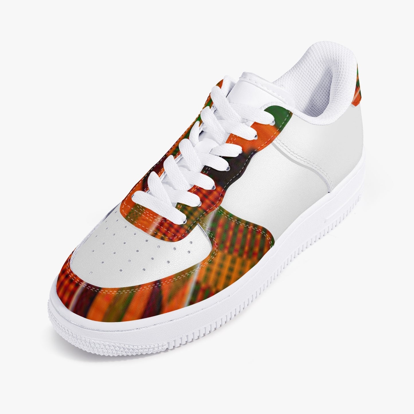 kente Low-Top Leather Sports Sneakers