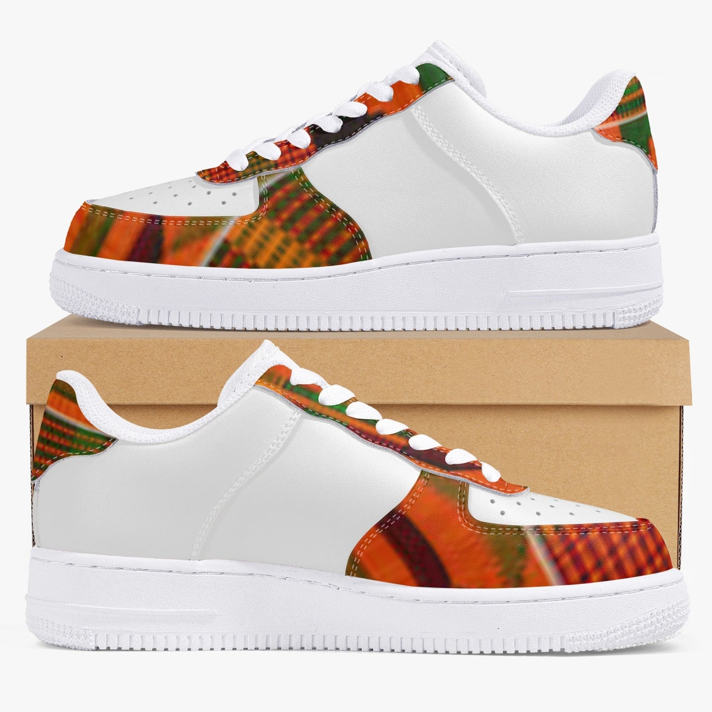 kente Low-Top Leather Sports Sneakers